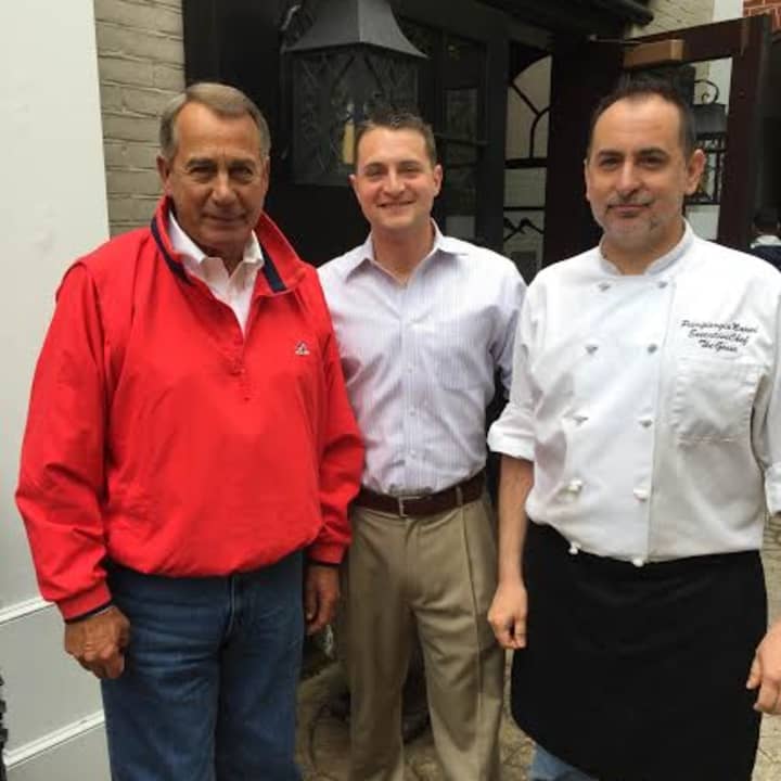 U.S. House Speaker John Boehner, posed last month with the general manager and executive chef of The Goose American Bistro &amp; Bar in Darien, Conn. Boehner often frequented restaurants and golf courses in Harrison and Rye when he traveled to New York.