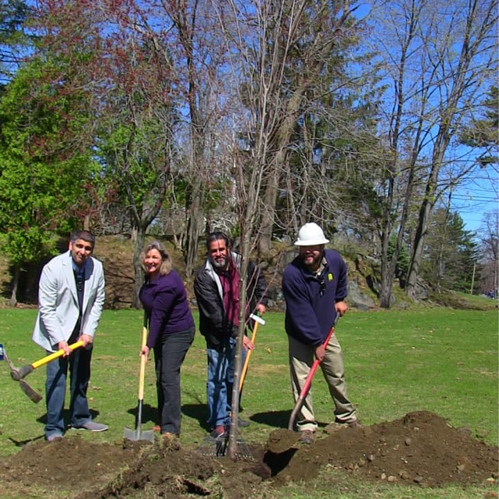 From left, Hudson Valley Gateway Chamber of Commerce board members Kish Melwani and Jane Solnick, Peekskill Parks Advisory Board member Andrew Torres and Almstead Tree and Shrub Cares Russell Wagner. 