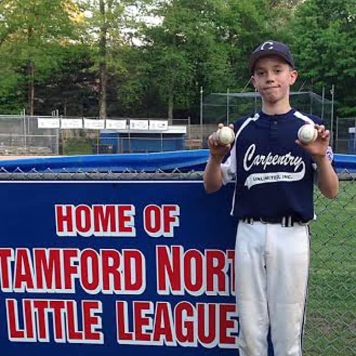 Jack Hoch hit home runs from each side of the plate for Carpentry Unlimited in a Stamford North Little League game.