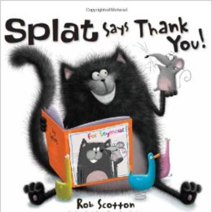&quot;Splat Says Thank You!&quot; by Rob Scotton will be featured on the StoryWalk at Bryant-Mamaroneck Park, running from May 23 through July 5.