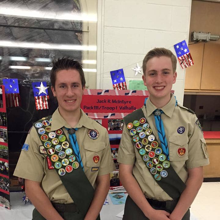 Valhalla Boy Scout Troop No. 1 recently honored Scott Fritsch and Jack McIntyre as Eagle Scouts.