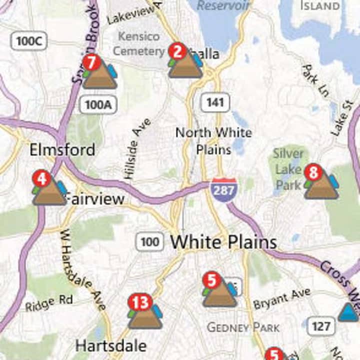 Nearly 4,700 have lost power in Greenburgh and several roads have closed from downed trees and branches.