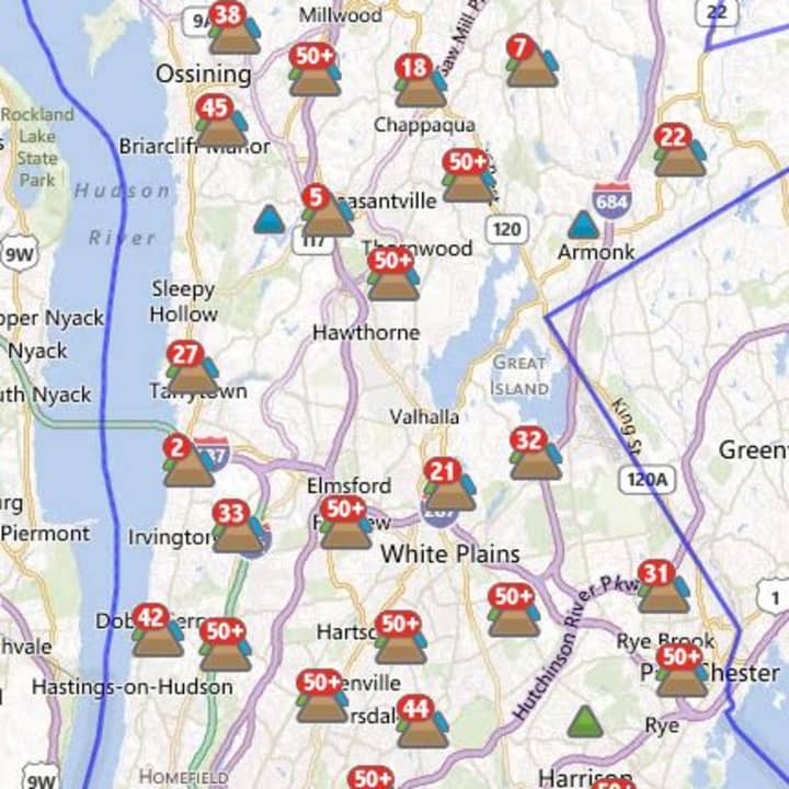 More than 1,200 customers in Bronxville were without power Tuesday afternoon. 