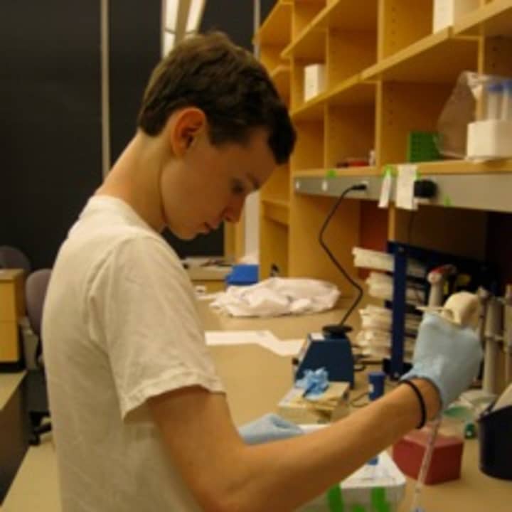 Ossining High School senior Daniel McQuaid, 17, works at Case Western Reserve University in Cleveland on a science research project to fight cancer. 