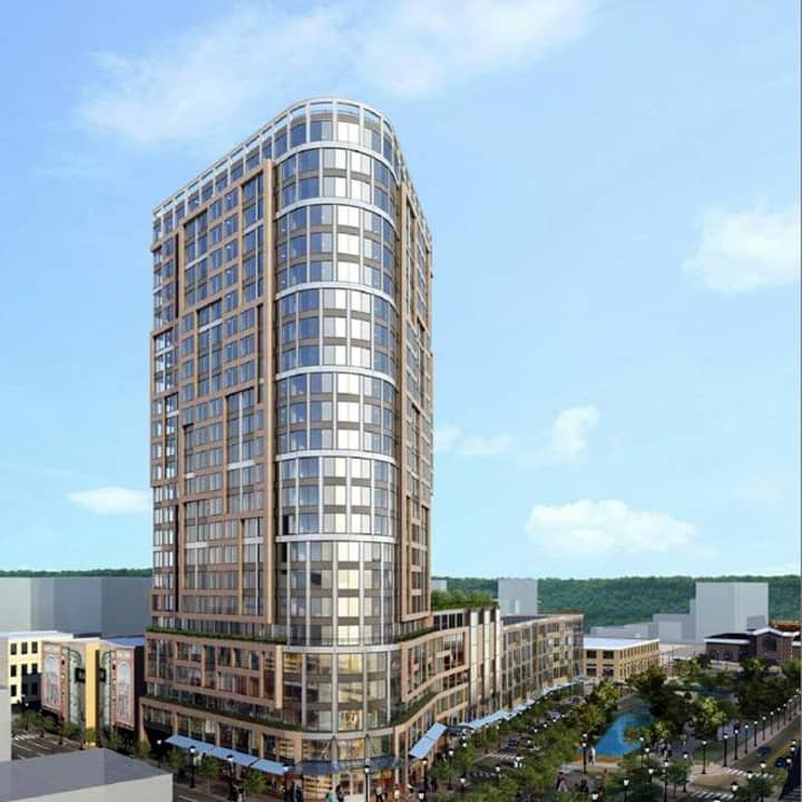 Yonkers Rising would be a 24-story apartment complex plus a seven-story office and retail space in downtown Yonkers. 