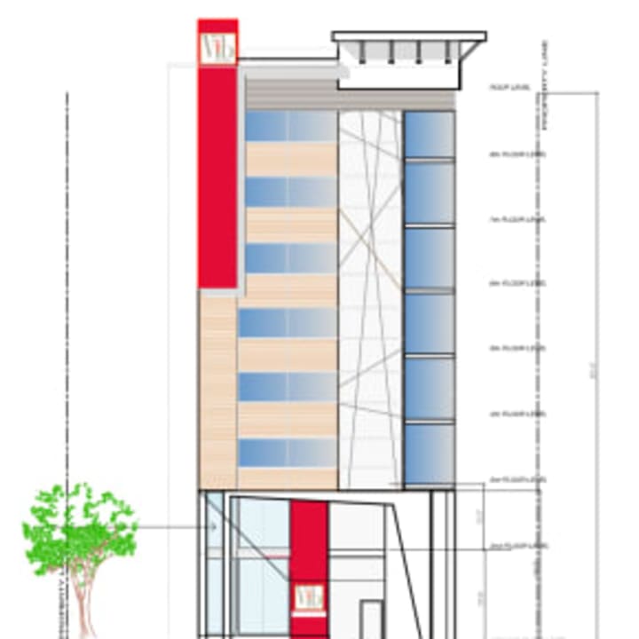 Elevation of Proposed Vib Hotel on Church Street in New Rochelle.
