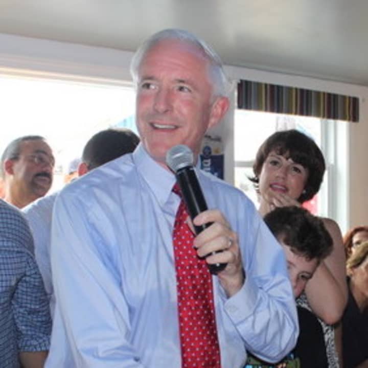 Bridgeport Mayor Bill Finch formally announces his bid for re-election at Captain&#x27;s Cove earlier this month. 