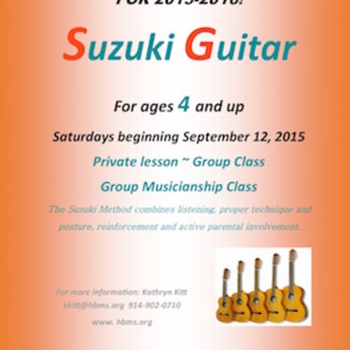 New this year: Suzuki guitar for 4 years old and up! A great opportunity for young hands to learn chords and strumming.