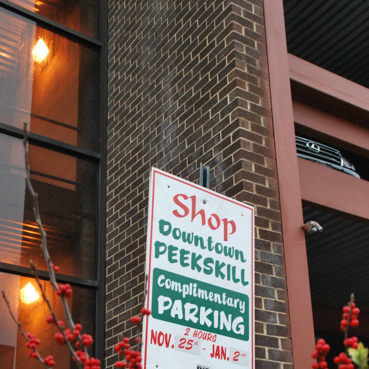 Parking is free for up to two hours in downtown Peekskill this holiday season.