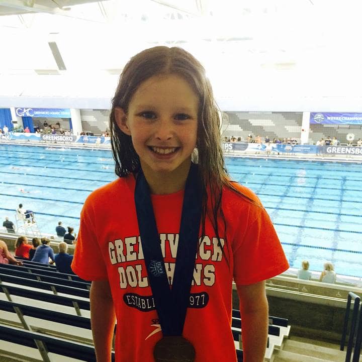 Meghan Lynch of the Greenwich Dolphins won five gold medals at the recent Eastern Zone age group championships in Richmond, Va.