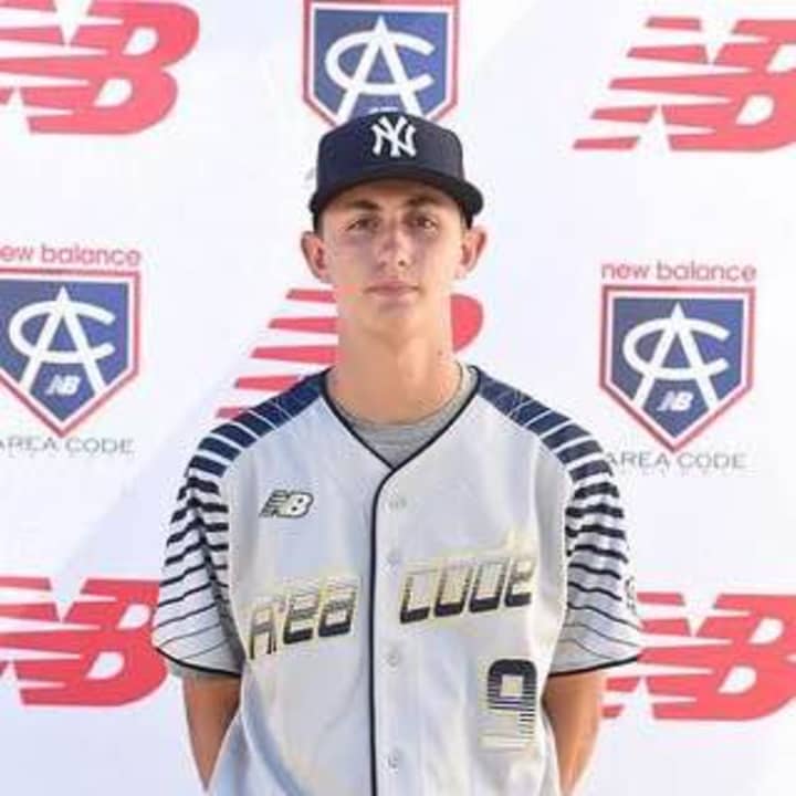 Rye High School pitcher George Kirby in his Area Code Baseball team uniform. He started on Saturday for a team sponsored by the New York Yankees..