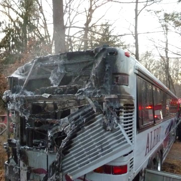 A tour bus&#x27;s engine caught fire at about 2 p.m. Thursday while its passengers were enjoying a concert at Caramoor in Katonah.