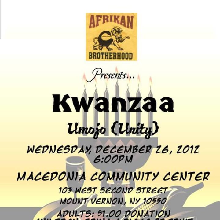 The Macedonia Community Center in Mount Vernon is holding a Kwanzaa celebration on Wednesday.
