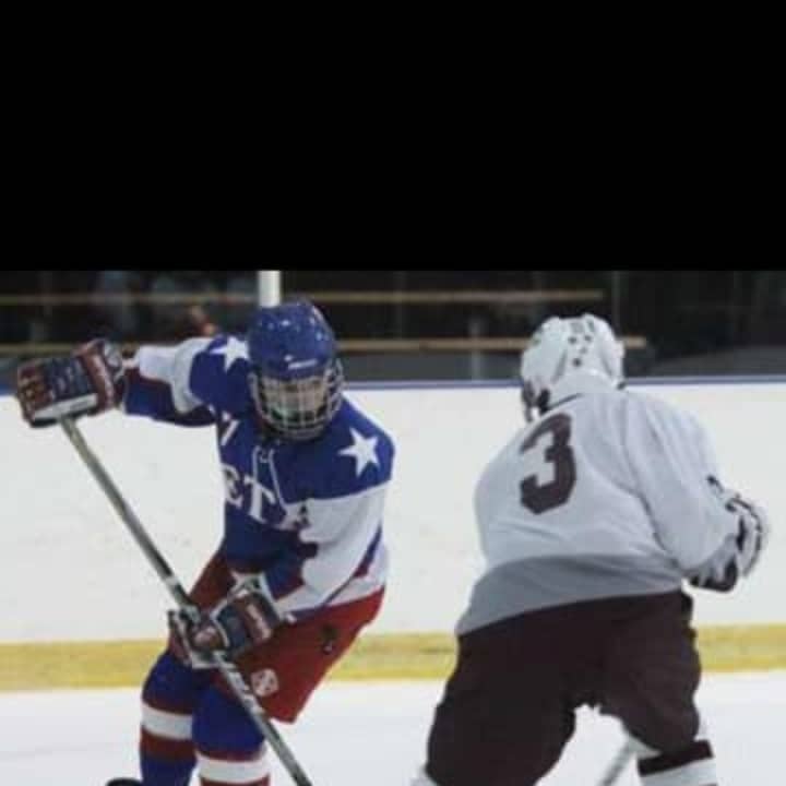 Hockey player Chris Hagen, in blue, was selected the Bronxville Daily Voice December Athlete of the Month.