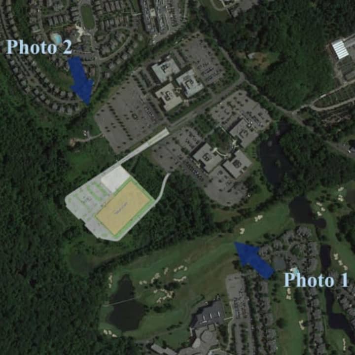 This illustration shows where a proposed four-rink ice arena would be built on the grounds of Reckson Executive Park on King Street in Rye Brook. 