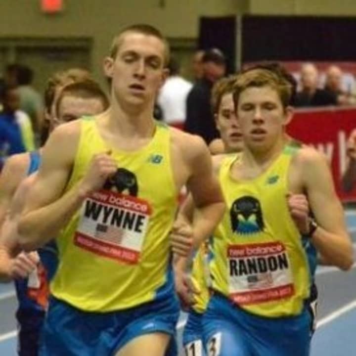 New Canaan&#x27;s James Randon, right, runs with Staples&#x27; Henry Wynne during the mile at the New Balance Grand Prix.