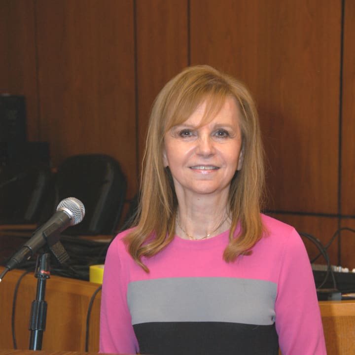 Scarsdale Mayor Miriam Levitt Flisser spoke about the weekend&#x27;s snow removal process at Wednesday night&#x27;s meeting.