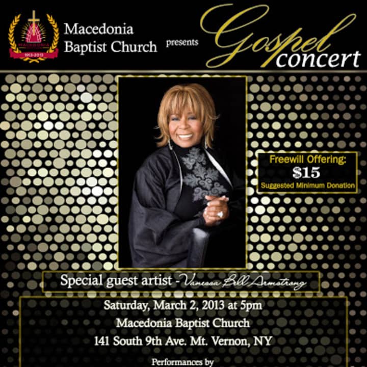 Macedonia Baptist Church will have a gospel concert in Mount Vernon at 5 p.m. Saturday.