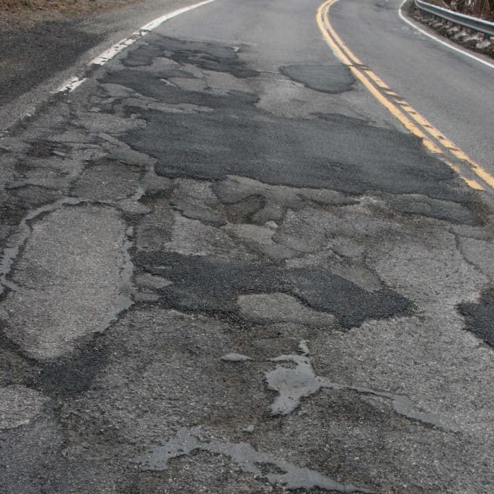 Pound Ridge residents complain about the potholes on Long Ridge Road.