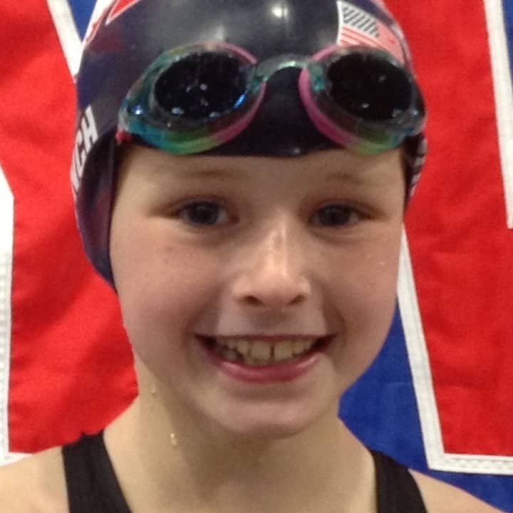 Greenwich&#x27;s Meghan Lynch, 9, finished with the top times in the nation in her age group in several events this winter. She competes for the Greenwich YWCA Dolphins.
