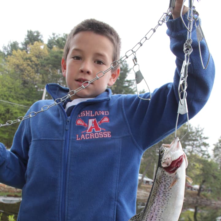 Kids go fishing on Saturday during the Pleasantville Recreation Department&#x27;s annual fishing derby.