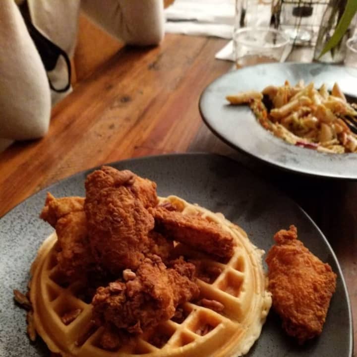 Yum, chicken and waffles, Southern style.
