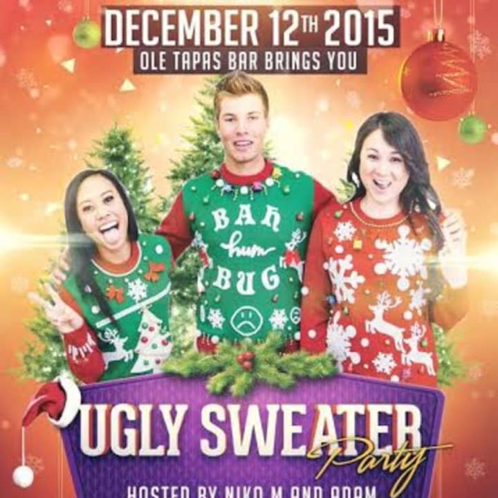 Ole Tapas Bar in Suffern is celebrating ugly holiday sweaters with drinks and dancing on Saturday, Dec. 12.