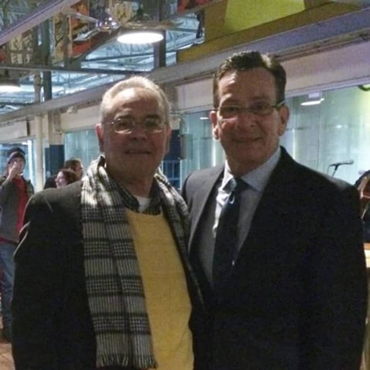 Len Petruccelli, seen here with Gov. Dannel Malloy, announced he will run for Mayor.