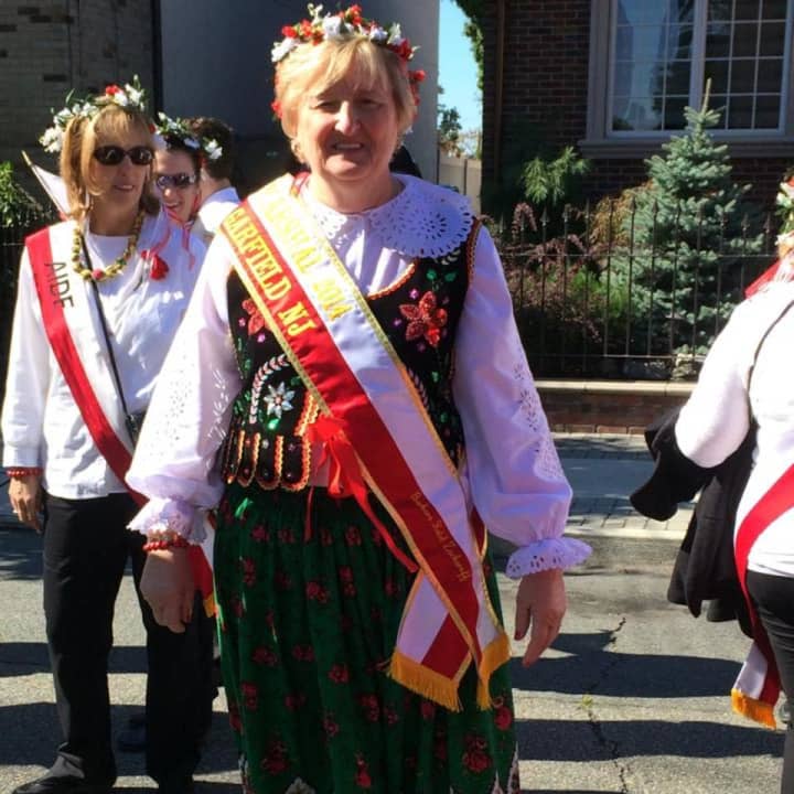 Barbara Zackaroff marches in the annual Pulaski Parade. 