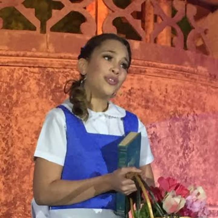 Gabriella Argenio as Belle in the Rogers Upper School&#x27;s performance of &quot;Beauty and the Beast Jr.&quot;