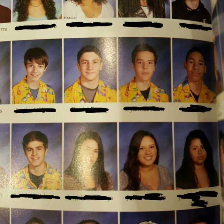 Nearly 60 Sleepy Hollow High School students wore identical Hawaiian shirts on yearbook picture as part of a prank.