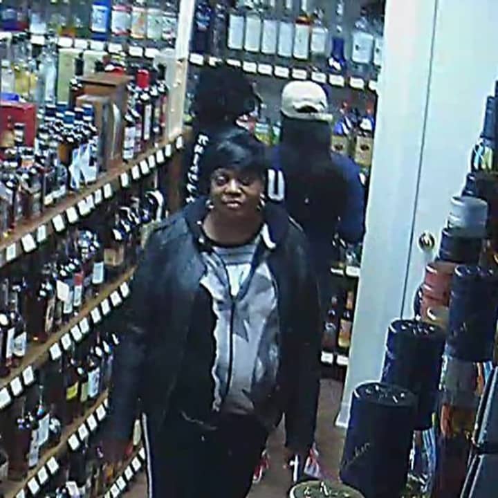 One of the suspects in the theft of bottles of liquor from a store on Ethan Allen Highway.