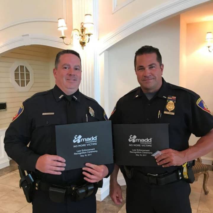 Lt. Diedrich Hohn and Officer Jeffrey Booth were recognized by MADD for their work to reduce impaired driving in the community.