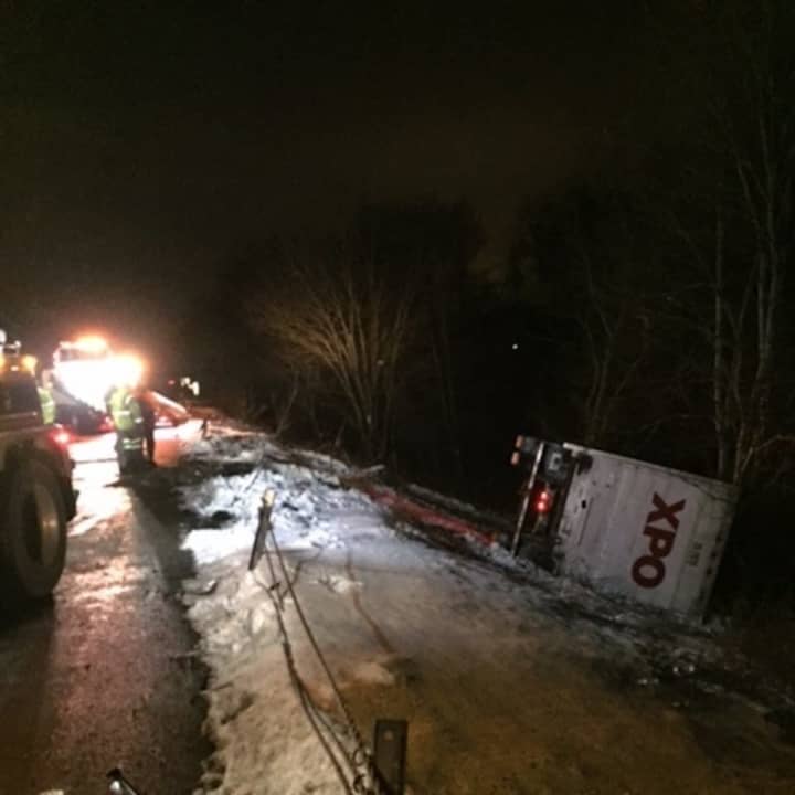 The crash involving the two tractor-trailers occurred between the Taconic State Parkway (Exit 16) and Lime Kiln Road (Exit 15) in Dutchess.
