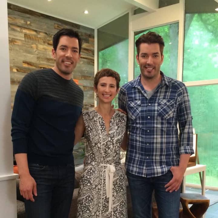 Larchmont Designer Kim Mitchell, center, with &quot;The Property Brothers.&quot;