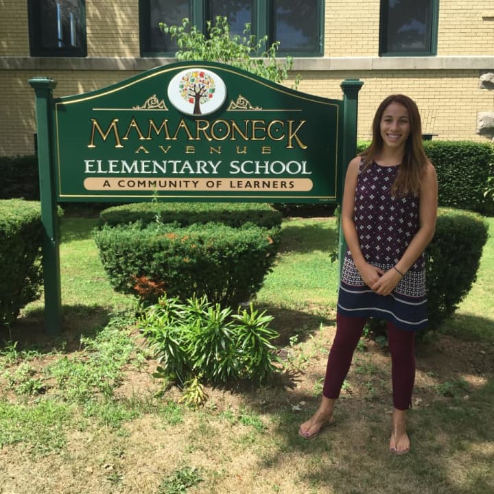 Ana Rodriguez outside Mamaroneck Avenue School where she&#x27;ll be teaching in September.