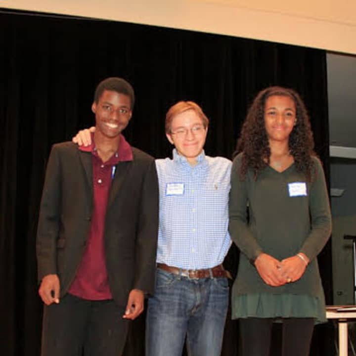 Video competition winners, from left, Quincy Campbell, Andrew Renzetti and Martha Kemp-Neilson.