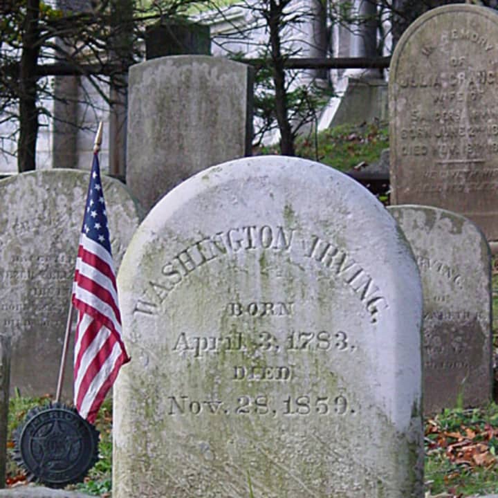 A bronzed medallion has been reported stolen from Washington Irving&#x27;s grave at the historic Sleepy Hollow Cemetery in Sleepy Hollow, N.Y.