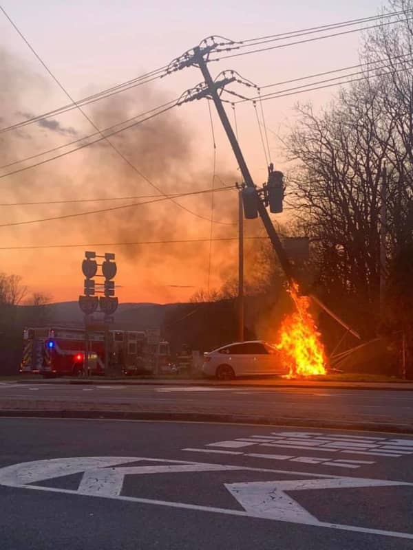 Fiery Crash Closes Roadway, Knocks Out Power For Some Rockland Residents