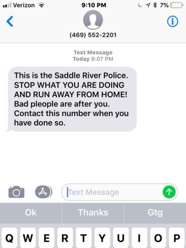 Police Warn Parents Of Bogus Text -- With Blatant Typo -- Telling Girls To Run Away From Home