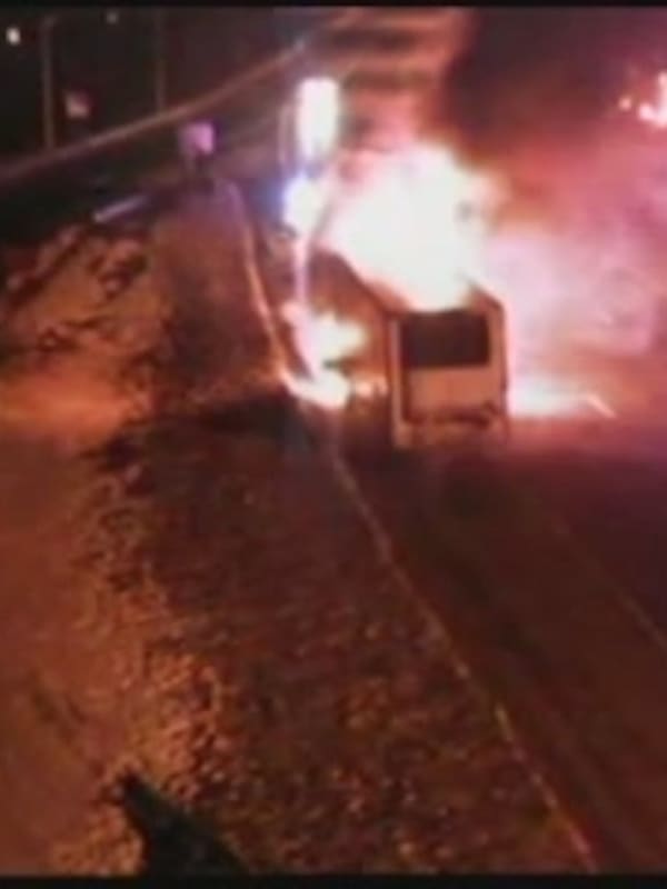 Fully Involved Tractor-Trailer Fire Breaks Out On I-84 In Danbury