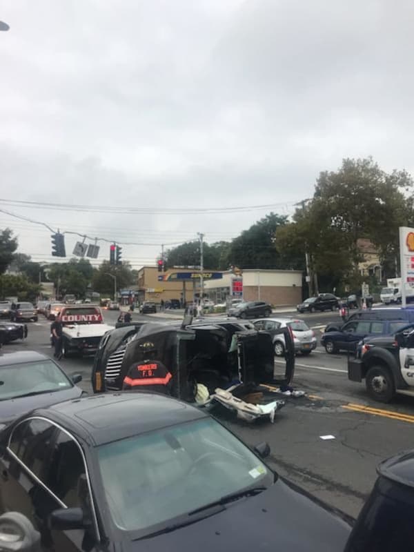 One Injured In Overturned SUV Crash In Westchester