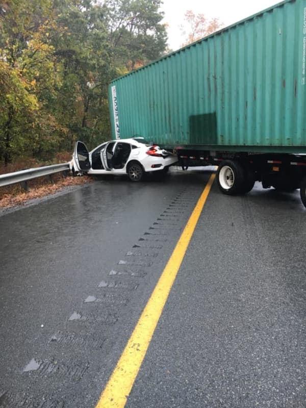 ANOTHER ONE: Car Pinned Under Jackknifed Trailer Shuts Route 80 In Parsippany