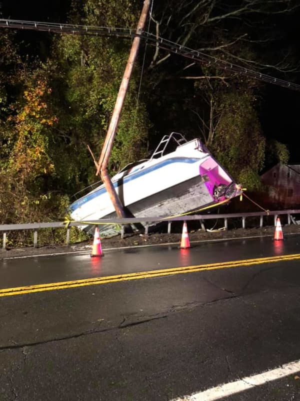 Driver Leaves Scene After Boat Crashes Into Utility Pole In Westchester, Police Say