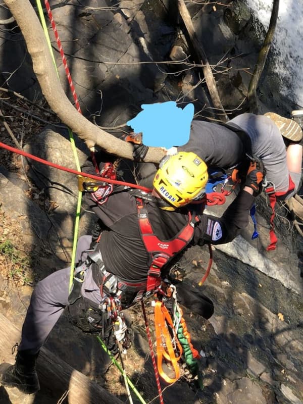 PHOTOS: Firefighters Rescue Teen Stuck In Tree Hanging Over Hunterdon County Waterfall