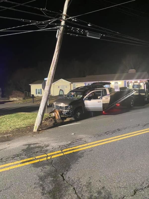 SUV Crashes Into Utility Pole In Trumbull