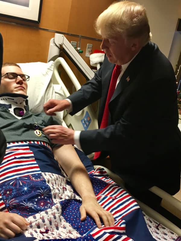 Somers Soldier Receives Purple Heart From President Trump
