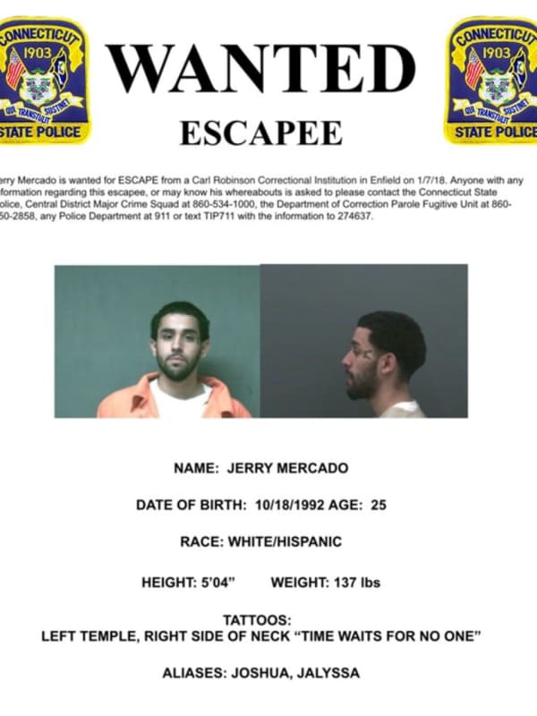 Still On The Loose: Connecticut State Police Searching For Escaped Inmate