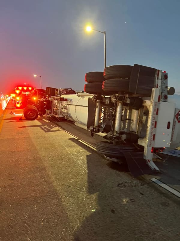 Overturned Propane Truck Ties Up Traffic On Route 50 Bridge In Anne Arundel On Monday Morning