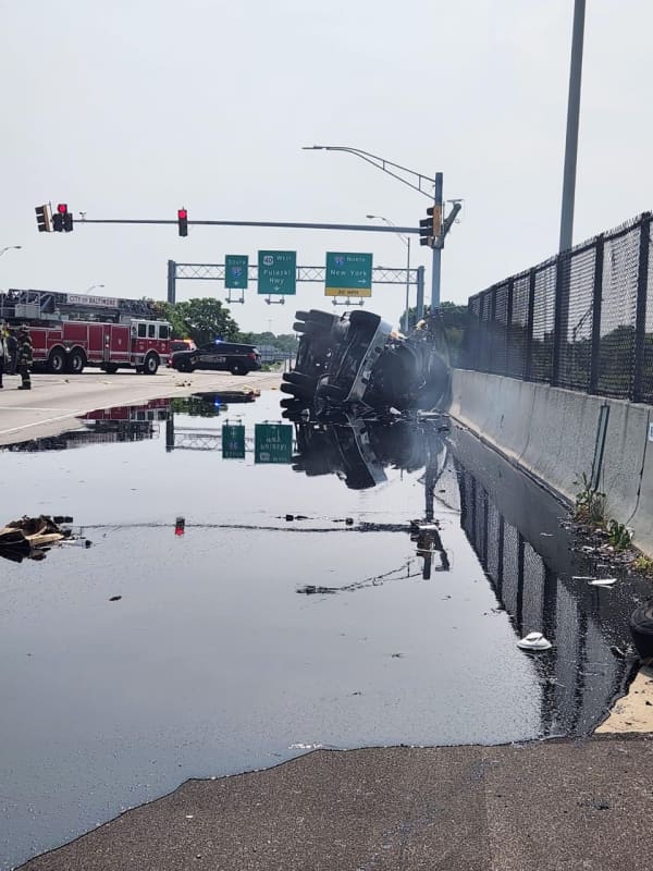 Major Roads Closed After Tanker Overturns, Spills Tar All Over MD Bridge
